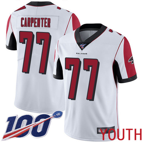 Atlanta Falcons Limited White Youth James Carpenter Road Jersey NFL Football 77 100th Season Vapor Untouchable